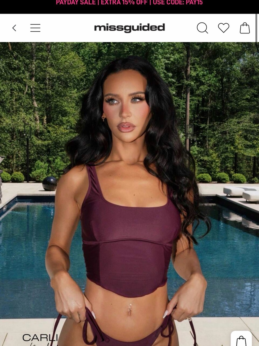 Missguided Carli bybel Burgundy Two-Piece Bikini Set